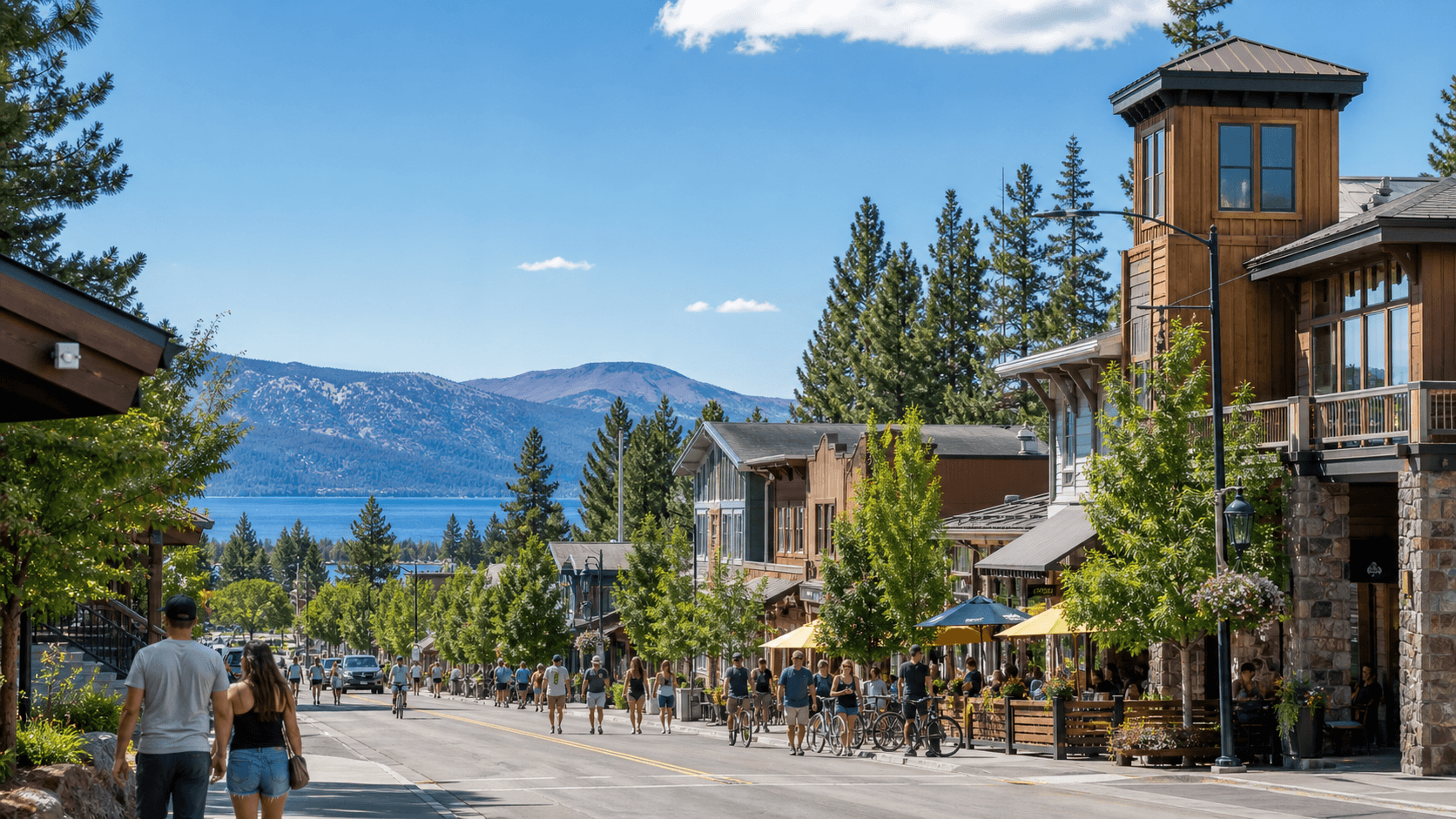 Sierra mountain town storefronts and local businesses